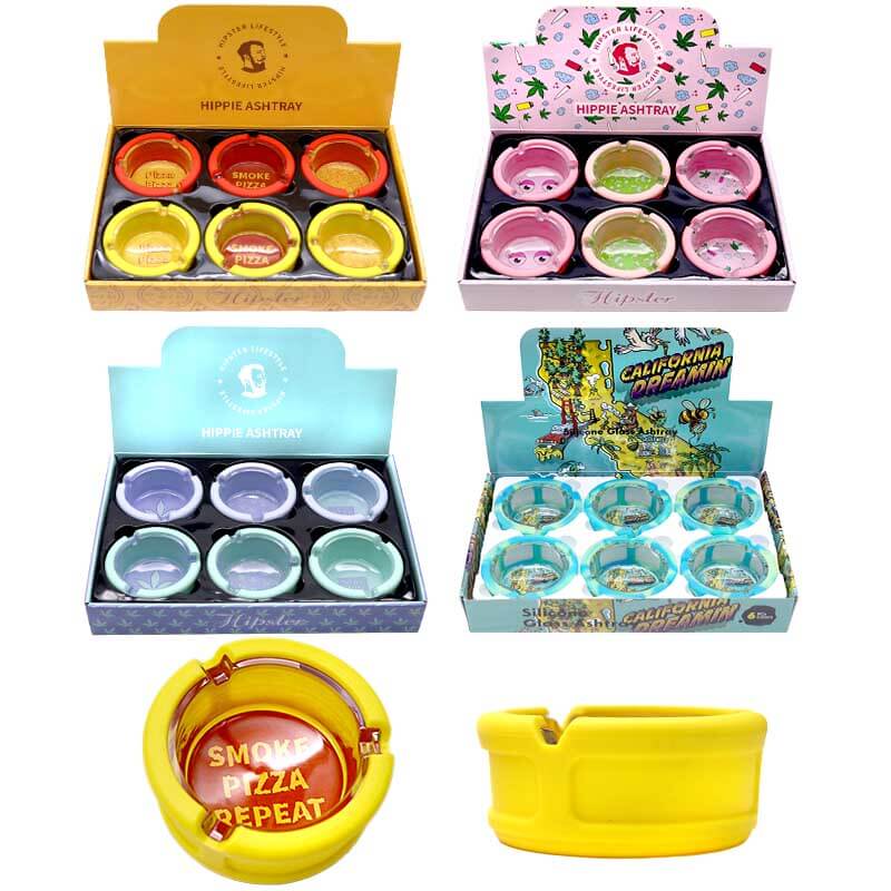 Hipster Glass Ashtray | 6 Count Display | Assorted Designs product image